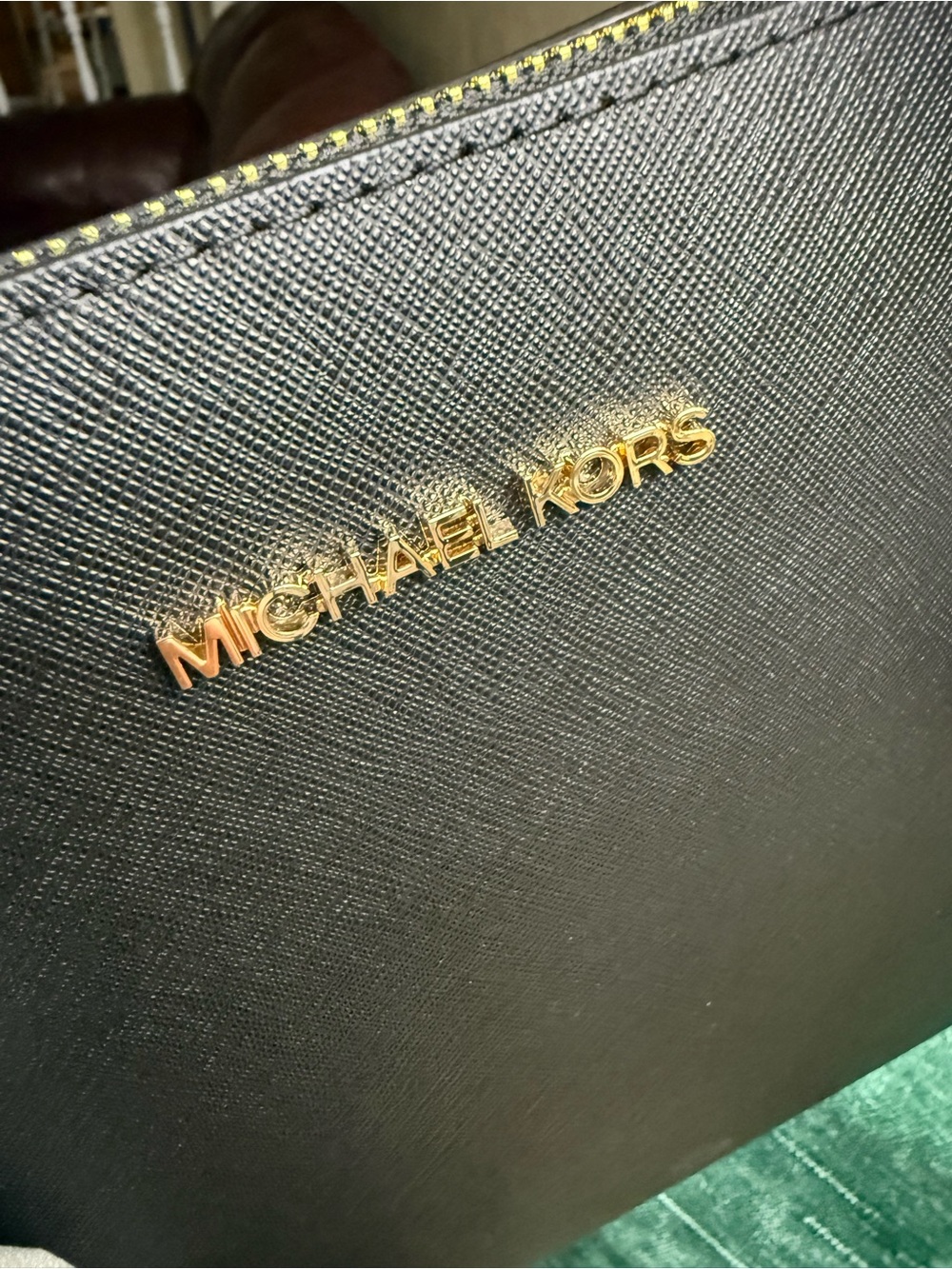 Michael Kors Black Saffiano Tote with Gold Logo - Picture 4 of 5